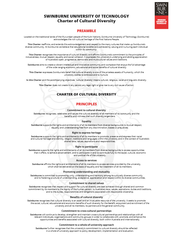 Download our Charter of Cultural Diversity