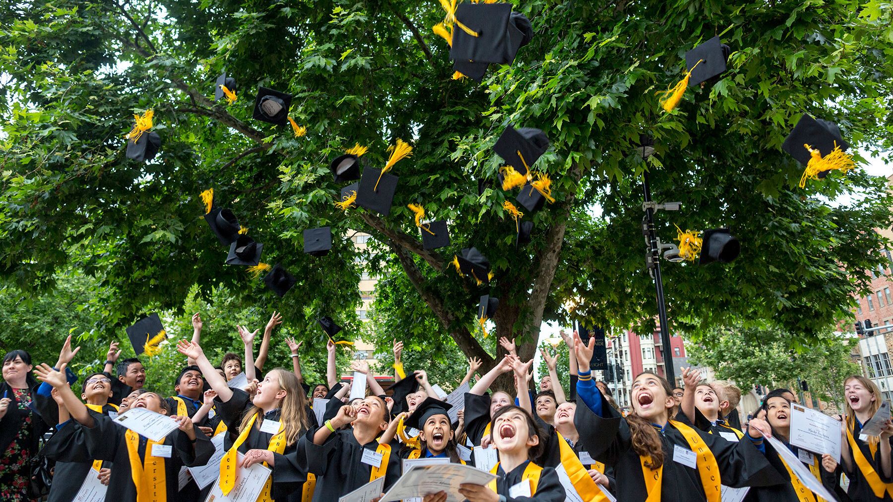 Children graduating from a study program
