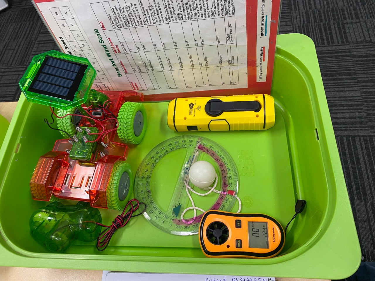 solar panel car and mesuring tools 