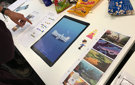 one of many app design layouts - Storyland with conceptual characters and worlds