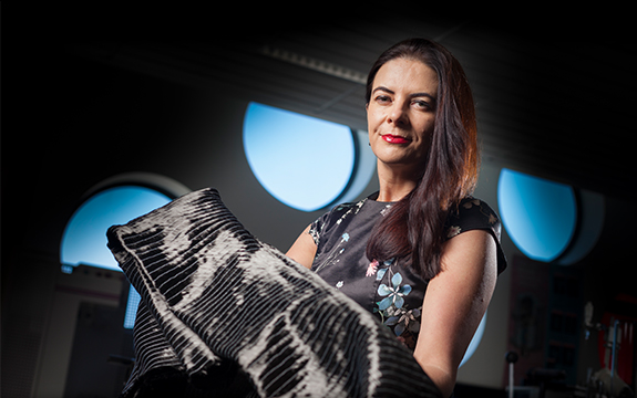 Professor Bronwyn Fox with graphene material