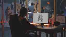 Young woman drawing game art