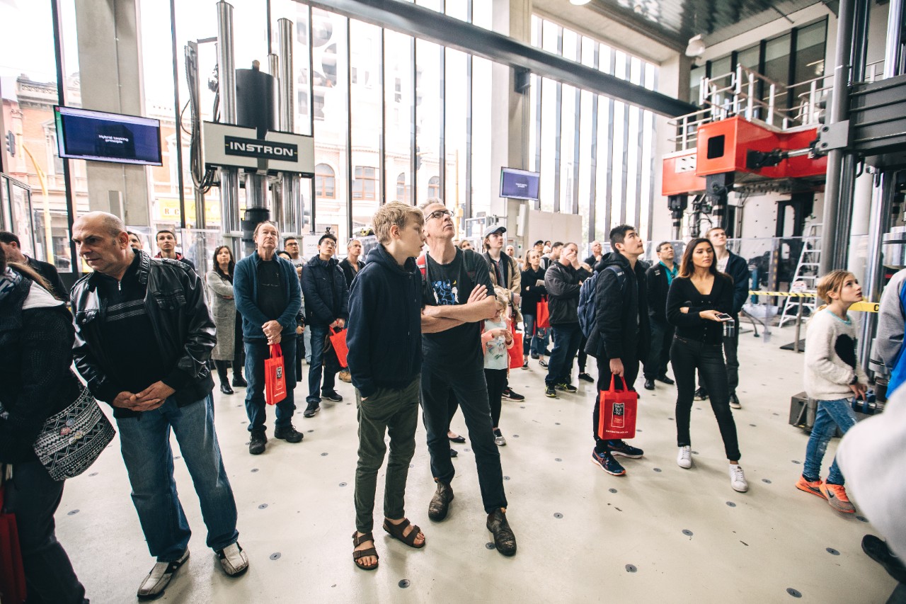 Open day attendees explore the new research facilities at the ATC building