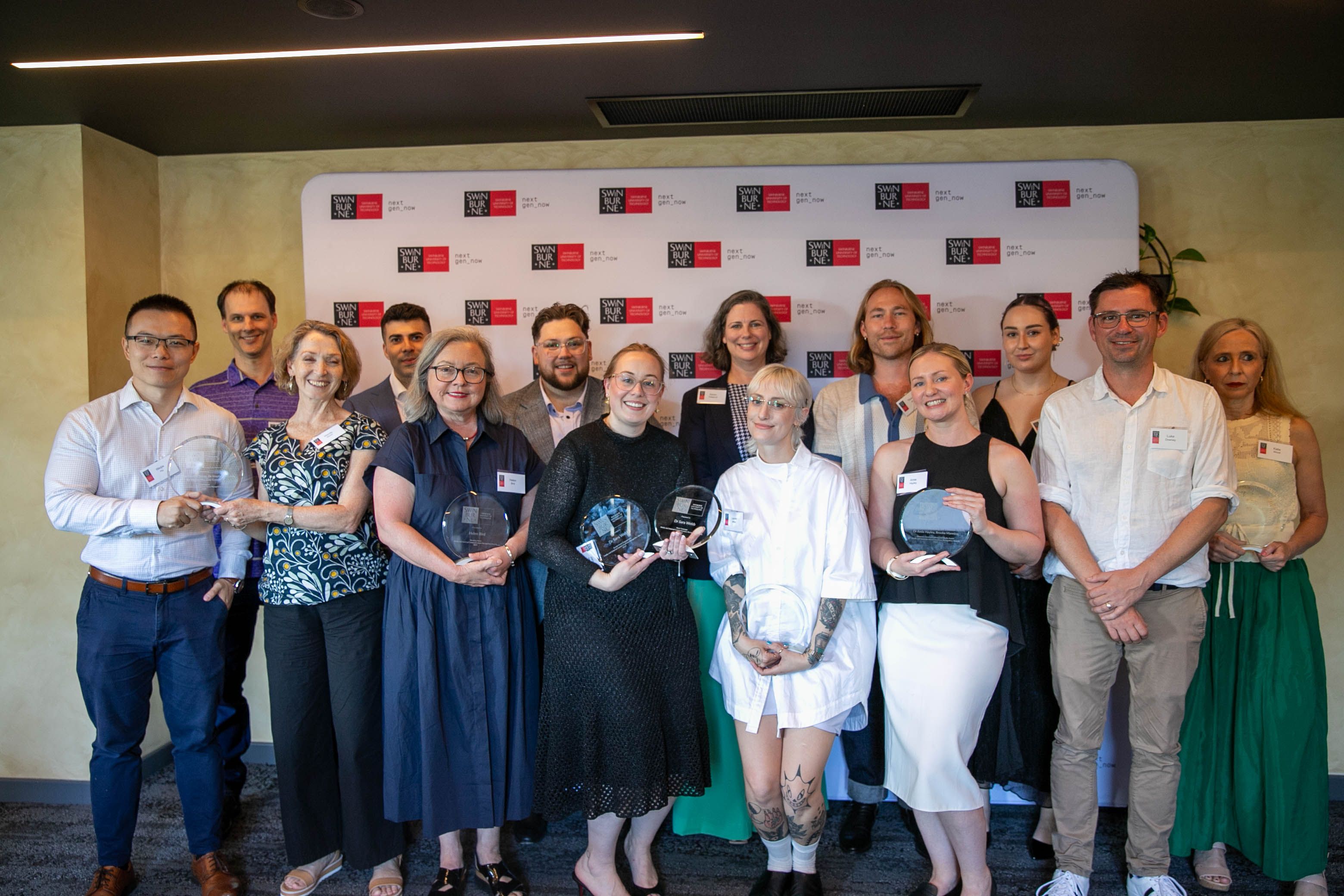 Award winners and stakeholders pose together in a group photo at the 2024 Media and External Communications Awards (MECRAS)