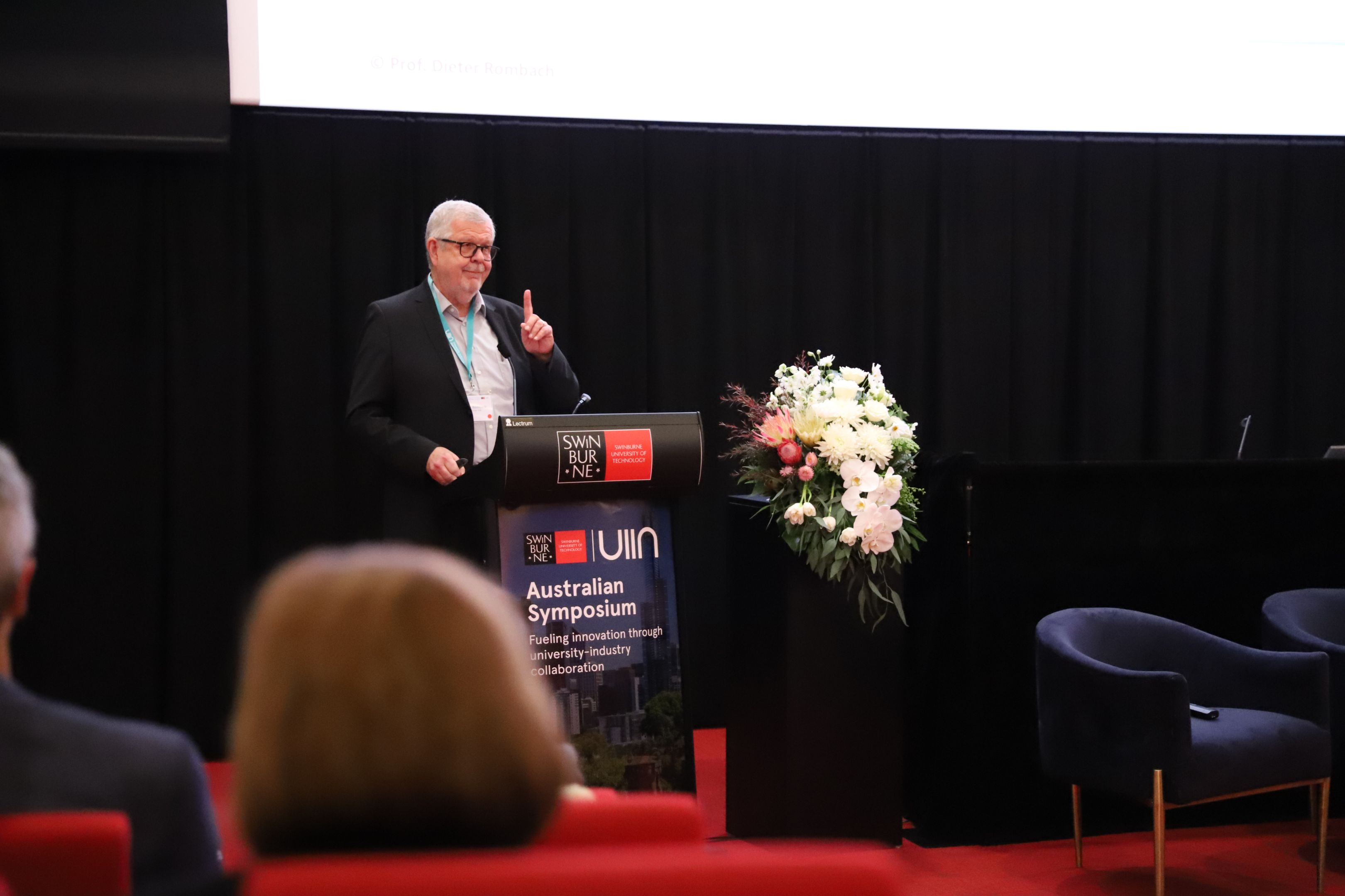 Professional speaking at event