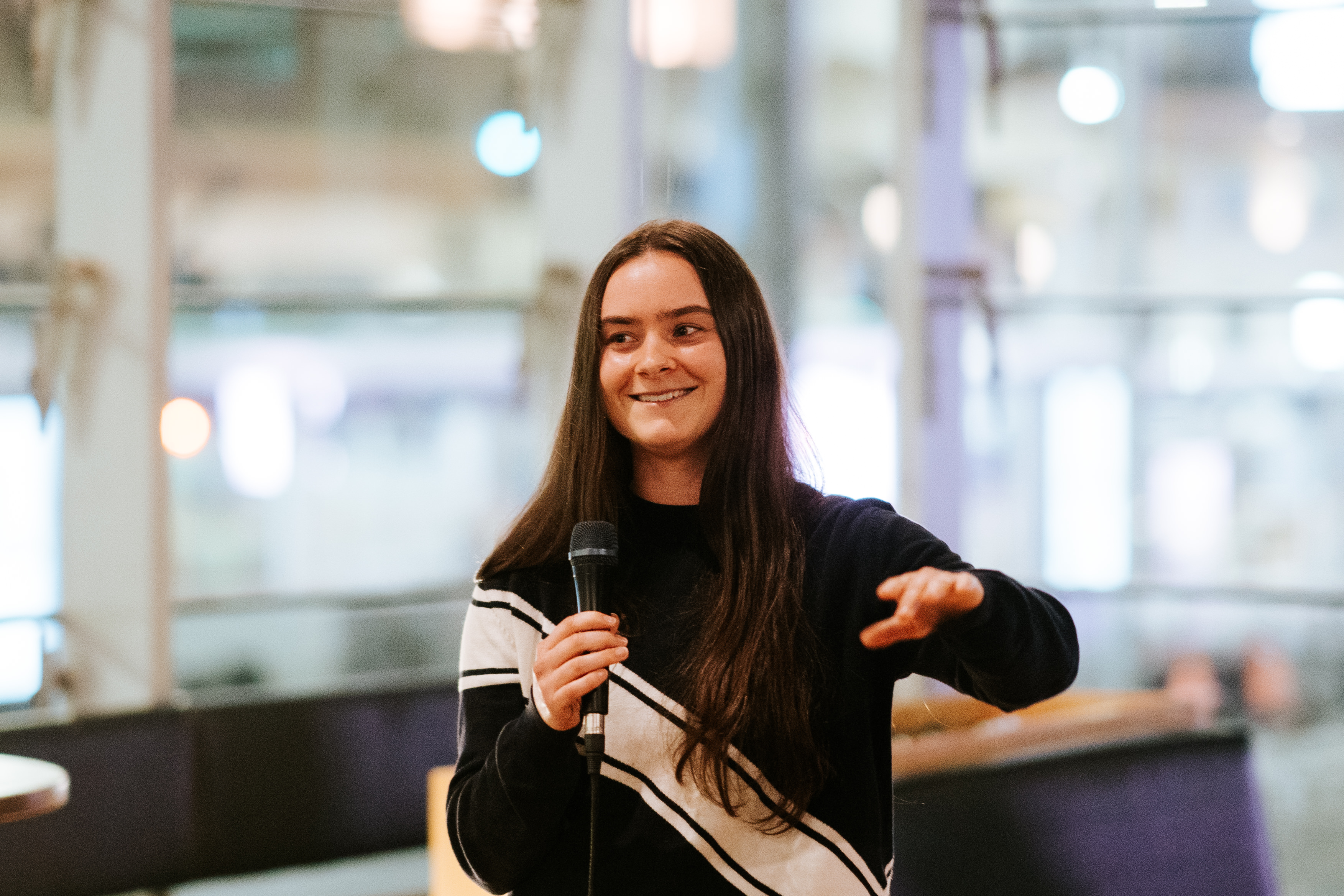 Swinburne alum Trinity Ross speaking